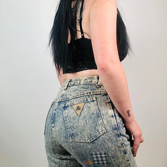 VTG 1980s Cap Ferrat Acid Wash Patchwork Denim - Picture 3 of 8